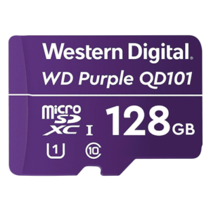 Memoria microSD de 128 GB PURPLE, Especializada Para Videovigilancia, 10 VECES MAYOR DURACIÓN, 3 AÑOS DE GARANTIA