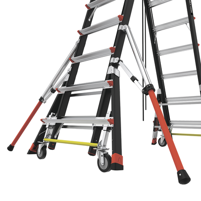 Escalera de Fibra de Vidrio con Jaula de 8'-14' (2.44 - 4.27 m). Con Ajuste en Ruedas (RATCHET™ Leveler) (SKU:18515-817). - Imagen 14