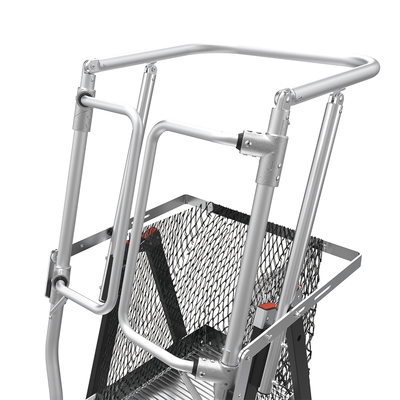 Escalera de Fibra de Vidrio con Jaula de 8'-14' (2.44 - 4.27 m). Con Ajuste en Ruedas (RATCHET™ Leveler) (SKU:18515-817). - Imagen 12