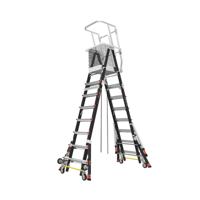 Escalera de Fibra de Vidrio con Jaula de 8'-14' (2.44 - 4.27 m). Con Ajuste en Ruedas (RATCHET™ Leveler) (SKU:18515-817). - Imagen 4
