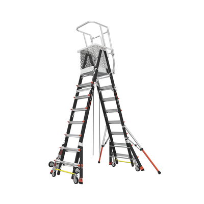 Escalera de Fibra de Vidrio con Jaula de 8'-14' (2.44 - 4.27 m). Con Ajuste en Ruedas (RATCHET™ Leveler) (SKU:18515-817). - Imagen 3