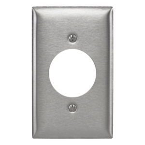 Placa para Receptaculo Sencillo 20 y 30 A de Media Vuelta/ 1.6" (40 mm) / Acero Inoxidable.