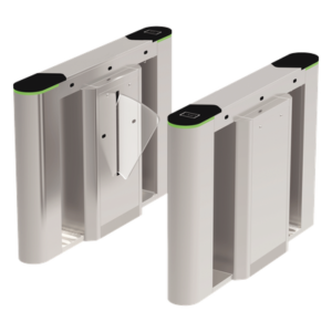 Puerta de cortesía tipo FLAP bidireccional / 30 personas por minuto / Acabado de Lujo / Apertura en 1 segundo / Acero inoxidable / Indicadores LED / Alarma por acceso denegado