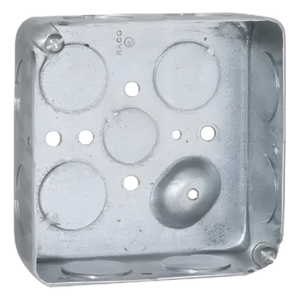 Caja Cuadrada 4 x 4"/Profundidad 1- 1/2"/ 11 Entradas de 3/4" y 1 de 1/2".
