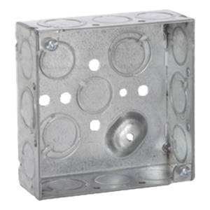 Caja Cuadrada 4 x 4"/Profundidad 1- 1/2"/ 10 Entradas de 1/2" y 6 TKO (1/2"-3/4").