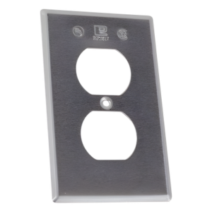 Tapa rectangular para contacto dúplex de aluminio tipo RR a prueba de intemperie.