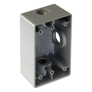 Caja Condulet FS de 1" ( 25.4 mm) con tres bocas a prueba de intemperie.