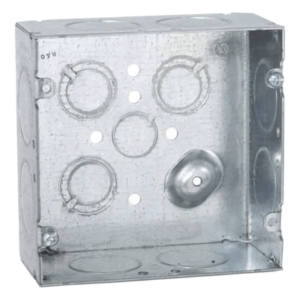 Caja Cuadrada 4 11/16 x 4 11/16"/ Profundidad 2- 1/8"/ Cuenta con 1 Entrada de 1/2", 8 de 1" y 3 TKO (1/2"-3/4").