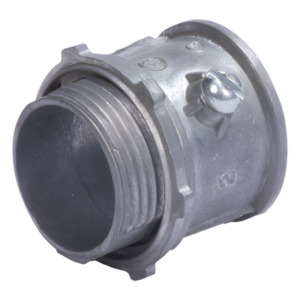 Conector 1 1/4" (32mm) pared delgada con tornillo galvanizado etiqueta verde