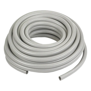 Manguera hermética flexible tipo PolyTuff no metálica, gris de 1/2", 100 pies. Uso comercial/industrial.