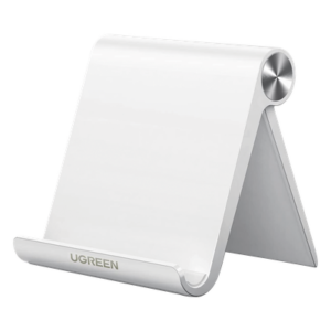 Soporte de Escritorio para Telefono Celular / Ajustable de 0° a 100° / Goma Antiarañazos / Antideslizante / Amplia Compatibilidad con dispositivos de 4'' a 7.9'' / Plegable / ABS / Color Blanco