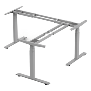 Base de Escritorio Motorizado Profesional Tipo L (3 Columnas) / Altura Ajustable 60-125cm / Estructura Estable / Funcionamiento Suave / 4 Preset de Posiciones / Color Gris / Soporta hasta 150Kg de carga