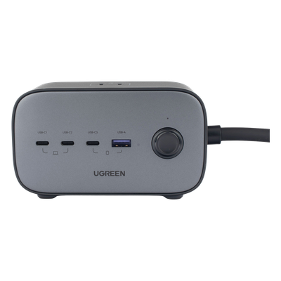 Cargador de Escritorio y Tomacorriente Múltiple | 3 Puertos USB-C | 1 Puertos USB-A | 3 Tomacorriente de CA | Tecnología GaN II | 1 USB 100W PD | Carga Rápida | Diseño Innovador en Forma de Cubo | Interruptor de Apagado. - Imagen 2