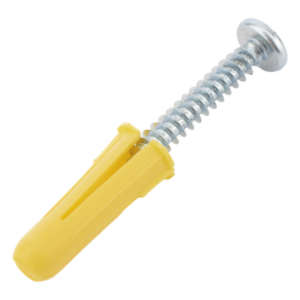 Paquete de 20 taquetes amarillo 1" y 20 tornillos 8mm x 1"