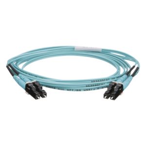 Jumper de Fibra Optica Multimodo 50/125 OM4, LC-LC Duplex, OFNR (Riser), Color Aqua, 2 Metros (6.56 Pies)