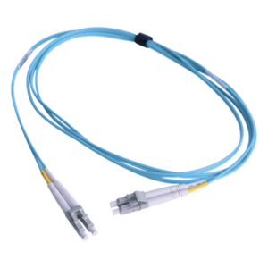 Jumper de Fibra Óptica Multimodo 50/125 OM3 XGLO, LC-LC Duplex, OFNR, Color Aqua, 1 Metro (3.28 Pies)