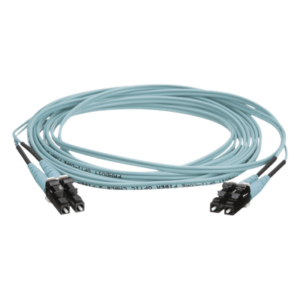 Jumper de Fibra Optica Multimodo 50/125 OM4, LC-LC Duplex, OFNR (Riser), Color Aqua, 9 Metros (29.53 Pies)