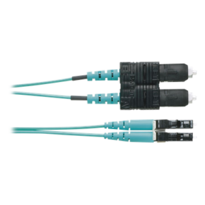 Jumper de Fibra Optica Multimodo 50/125 OM4, LC-SC Duplex, OFNR (Riser), Color Aqua, 2 Metros (6.56 Pies)