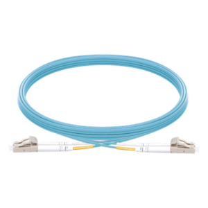 Jumper de Fibra Óptica Multimodo OM3 50/125 LC-LC OFNR (Riser), 2.0 mm, Dúplex, Aqua, 5 Metros (16.40 Pies)