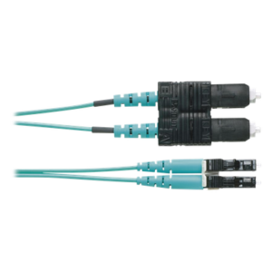 Jumper de Fibra Optica Multimodo 50/125 OM4, LC-SC Duplex, OFNR (Riser), Color Aqua, 1 Metro (3.28 Pies)