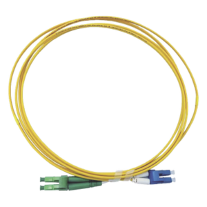 Jumper de Fibra Óptica Monomodo 9/125 LC/UPC-LC/APC, OFNR (Riser), 2.0 mm, Dúplex, Amarillo, 3 Metros (9.84 Pies)