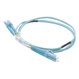Jumper de Fibra Óptica Multimodo OM4 50/125 LC-LC OFNR (Riser), 2.0 mm, Dúplex, Aqua, 1 metro (3.28 pies)