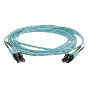 Jumper de Fibra Óptica Multimodo 50/125 OM4, LC-LC Duplex, OFNR (Riser), Color Aqua, 15 Metros (49.21 Pies)