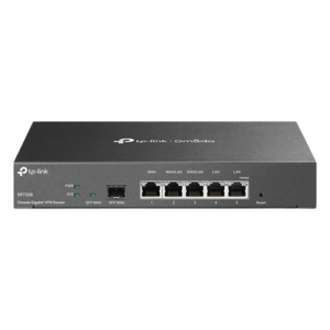 Router Omada VPN / SDN Multi-WAN Gigabit / 1 Puerto WAN SFP Gigabit / 1 Puerto WAN RJ45 Gigabit / 2 Puertos LAN RJ45 Gigabit / 2 Puertos Configurables LAN/WAN / 150,000 Sesiones Concurrentes / Administración Centralizada Omada o Stand-Alone