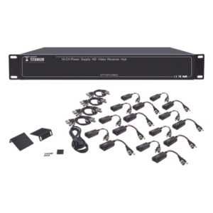 Kit de TRANSCEPTOR ACTIVO DE 16 Canales / VIDEO+PODER en un solo Cable UTP / 150m en 4K, 200m en 5 MP/ Envía 36 Vcc y recibe 12 Vcc / TODO INCLUIDO PARA RACK / Compatible con cámaras HD-TVI/CVI/AHD/CVBS / Instalación Limpia