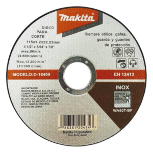 Disco de Corte de 7/8" de acero inoxidable, diámetro de 4-1/2"