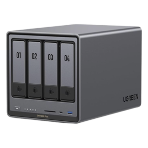NAS UGREEN NASync DXP4800 Plus / Procesador Intel Pentium Gold 8505 5 Núcleos / 4 Bahías SATA + 2 M.2 NVMe PCIe 4.0 / 8GB DDR5 Expandible a 64GB / 10GbE + 2.5GbE / USB 3.2 Gen 2 Tipo C / HDMI 4K / Sistema Almacenamiento Conectado Red
