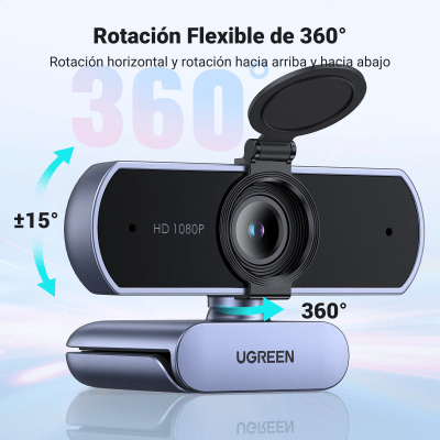 Cámara Web HD USB / 1080p 30 FPS / Campo de Visión 85° / Micrófonos Duales Omnidireccionales / Enfoque Fijo / Cable 2 m (6.6 ft) / Plug-and-Play Universal - Imagen 2
