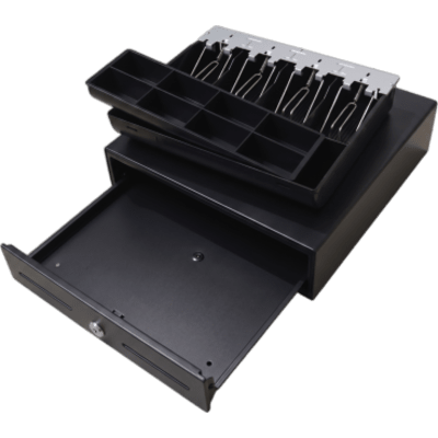 Cajón para Efectivo / Serie MK / Compacto 330 mm / 4 Billetes + 8 Monedas / Apertura RJ12 / Clips Metálicos / Punto de Venta - Imagen 3