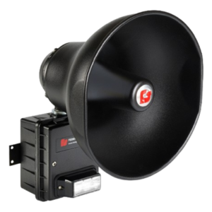 Altavoz IP para Señalización, 15 W Potencia con luz LED Rojo Alta Intensidad, PoE+ 802.3at, NEMA 4X uso en Interior-Exterior, 112 dB a 10 pies (3 m)