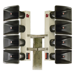 Altavoz de Arreglo Direccional DSA6 / 6 Bocinas de 100 W / 600 Watts Totales / 121 dB(C) a 100 ft (30.5 m) / Alcance 3400 ft (1036 m) a 70 dB(C) / Proyectores de Fibra de Vidrio / Gabinete de Aluminio / 200-2000 Hz / UltraVoice Controller