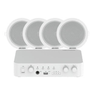 Kit de amplificador compatible con Spotify | bluetooth | 4 altavoces para plafón | sistema 100v | 2 canales con control de volumen independiente | música ambiental
