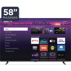 ROKU SmartTV QLED 58 Pulgadas / 4K UHD / Dolby Audio / 3 puertos HDMI / WiFi / VESA 200x200 mm