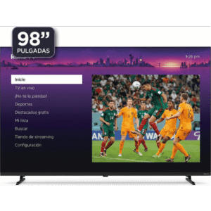 ROKU SmartTV QLED 98 pulgadas / Resolucion 4K UHD / Pantalla Gigante 2.19m × 1.25m / Audio Dolby 12W+12W / 3 HDMI con ARC-CEC / WiFi / VESA 700x400