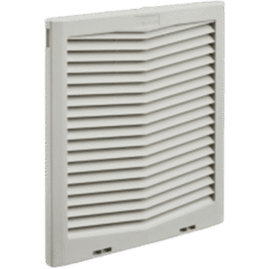 Rejilla de Escape para Ventilador con Filtro HG / Protección Tipo 12 IP55 / Compatible con Ventiladores HF13 de 13 in (325 mm) / Plástico / Gris Claro RAL 7035