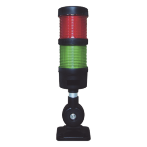 Torre LED Indicadora de estado de 2 niveles color Rojo y Verde, con Buzzer integrado a 85 dB, a 24 VCD con Montaje incluido de 60 mm de diámetro