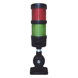 Torre LED Indicadora de estado de 2 niveles color Rojo y Verde, con Buzzer integrado a 85 dB, a 110-240 VCA con Montaje incluido de 60 mm de diámetro