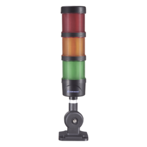 Torre LED Indicadora de estado de 3 niveles color Rojo, Ámbar y Verde, con Buzzer integrado a 85 dB, a 110-240 VCA con Montaje incluido de 60 mm de diámetro