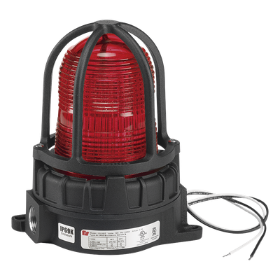 Luz de Advertencia LED Industrial / Rojo / 120-240 VCA / Montaje en Superficie o Tubo 3/4 in / IP66 Tipo 4X / 50,000 h / Ubicaciones Peligrosas