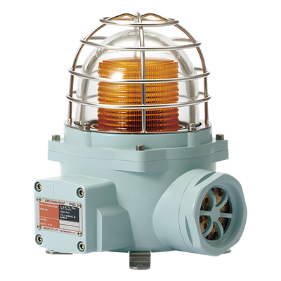 Señal Luminosa Giratoria Antiexplosión con Sirena / LED / Bombilla / Xenón / Ex db IIC T6 Gb / IP66 / Zonas 1 y 2 / Aluminio y Acero Inoxidable / 105 dB