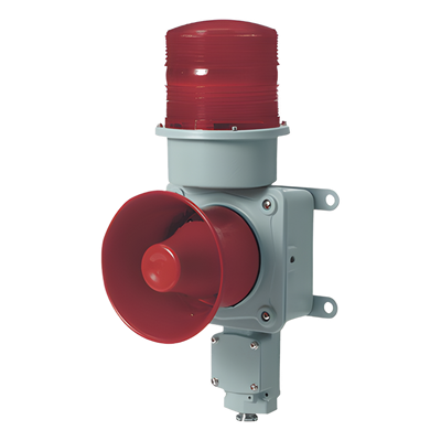 Combinación de baliza LED color roja con sirena electrónica para aplicaciones de la industria pesada máx.114 dB a 220 VCA