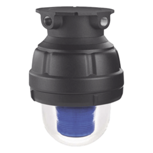 Luz LED, a prueba de explosiones, UL y cUL para Clase I, División 1, Grupo C y D; Clase I, División 2, Grupos A y B; Clase II, División 1, Grupos E, F y G; Clase III, 120-240 VCA, Azul