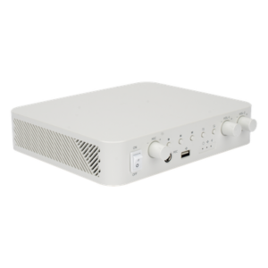 Amplificador | Bluetooth | 2 Canales con Control de volumen Independiente | 30 W por Canal | Salida 4-8 ohms x 2 | 100V COM x 2 | Una Zona | Música Ambiental