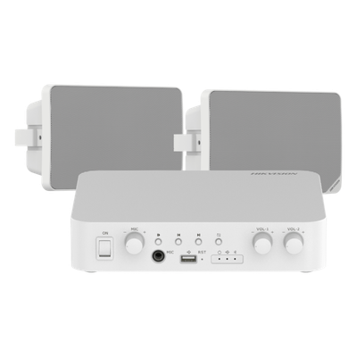 Kit de amplificador compatible con Spotify | Bluetooth | 2 altavoces para pared | sistema 100v | 2 canales con control de volumen independiente | música ambiental