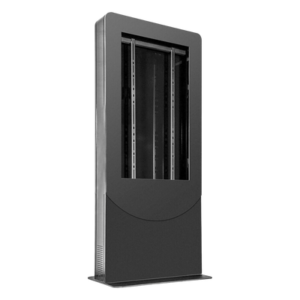 Kiosko tipo Vertical color negro para Pantallas 55" / Construcción Totalmente en Acero / Base Plana / 6 Tomas Eléctricas con Supresor de Picos / Ventilación Termostática / Capacidad de Carga 125-150 lb (56-68 kg)