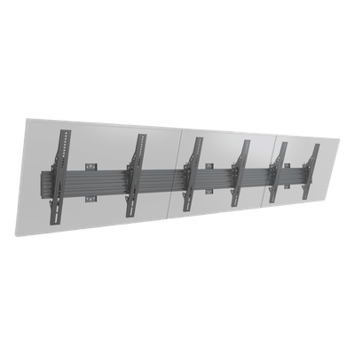 Soporte de Pared para TV / Riel Triple 400T / Capacidad 110 lbs (50 kg) / Compatible 32"-65" / VESA 100x100-600x400 mm / Ajuste Ángulo 5°-15° / Montaje Profesional